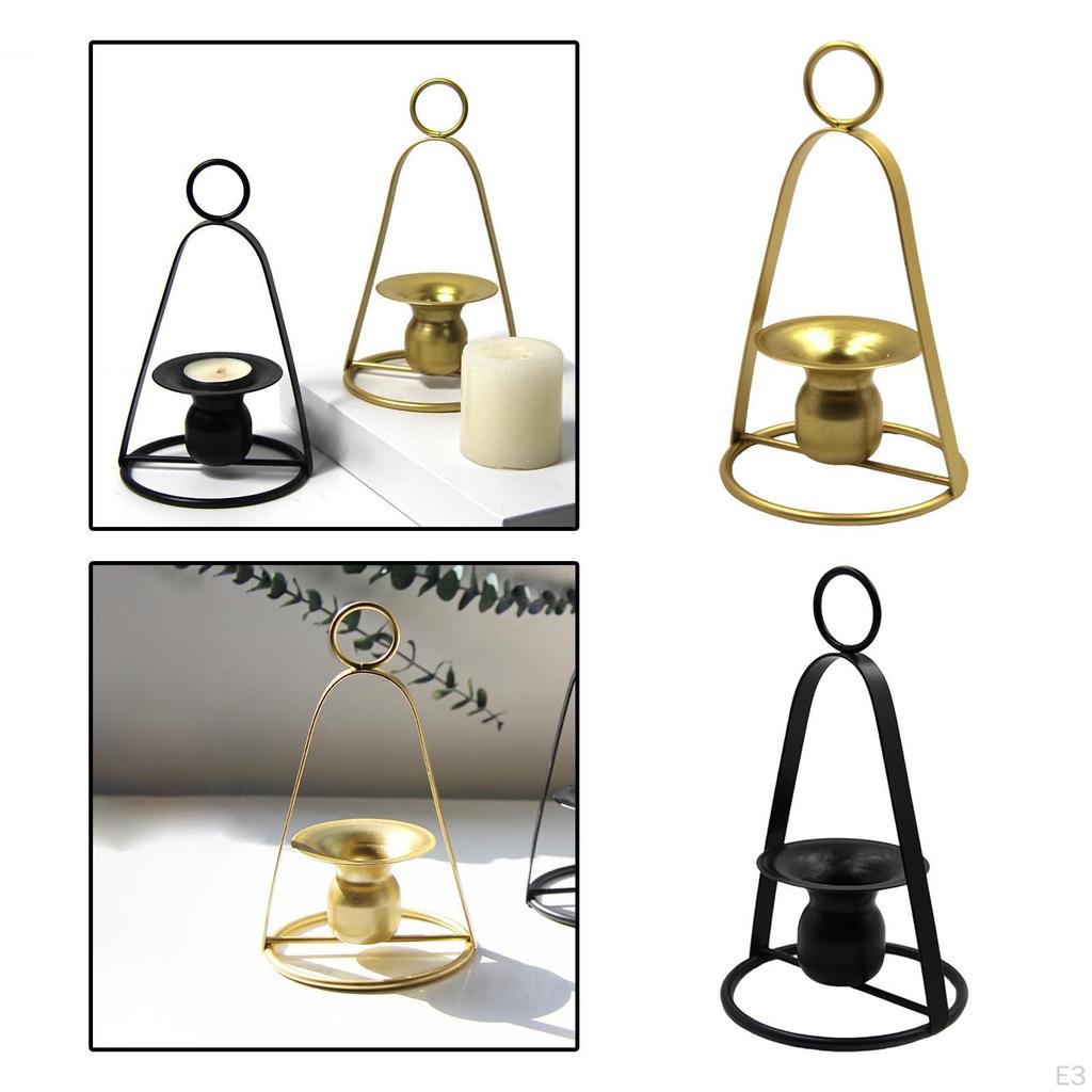 Iron Portable Candle Holder Candlestick Tealight Pillar for Wedding Tabletop Display