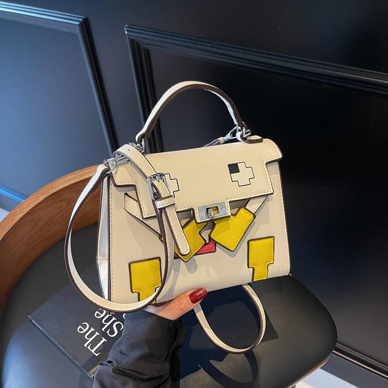 New Fashion Robot Mix and Match Contrasting Colors Portable Shoulder Messenger Women's Bag