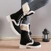Autumn Winter Plus Velvet Snow Boots Vintage Thick Sole Plush Thick Sole Riding Knight Boot