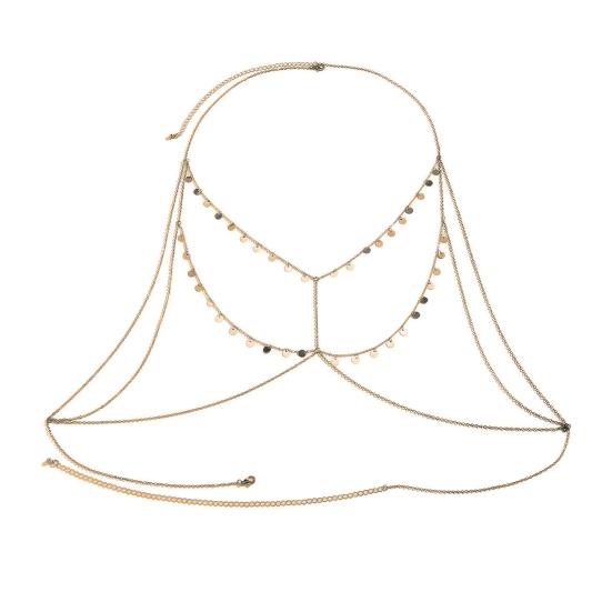 Женская блестящая цепочка на грудь с пайетками, сексуальная цепочка на грудь, цепочка для бюстгальтера, украшение на шею и грудь для клуба, летнего пляжа золотистый