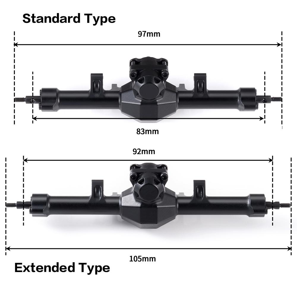 MIBIDAO Alu Alloy Extended / Stock Length Front Rear Axle for Axial SCX24 Deadbolt C10 Wrangler Gladiator Bronco 1/24 RC Car
