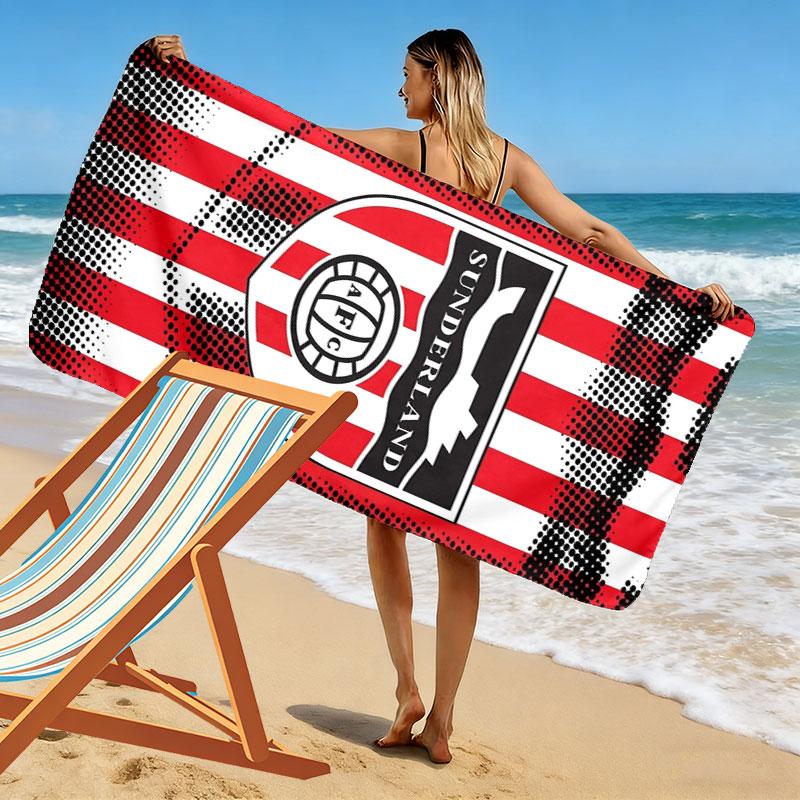 Ręcznik plażowy z nadrukiem logo Sunderland Association Football Club, Duży miękki szybkoschnący ręcznik na plażę, kemping, basen