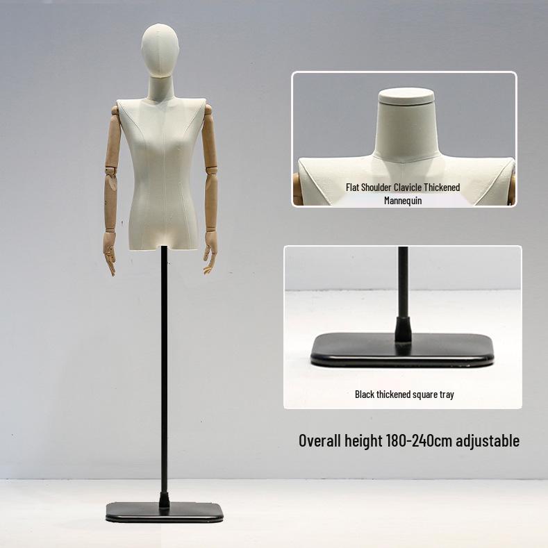 Korean Style Women's Clothing Display Mannequin with Flat Chest and Square Shoulders
