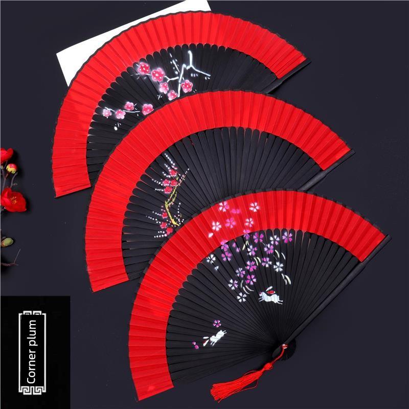Ancient-Style Folding Fan, Chinese-Style Folding Fan, Smooth Opening and Closing, Retro Summer Classical Hanfu Cheongsam Small Folding Fan