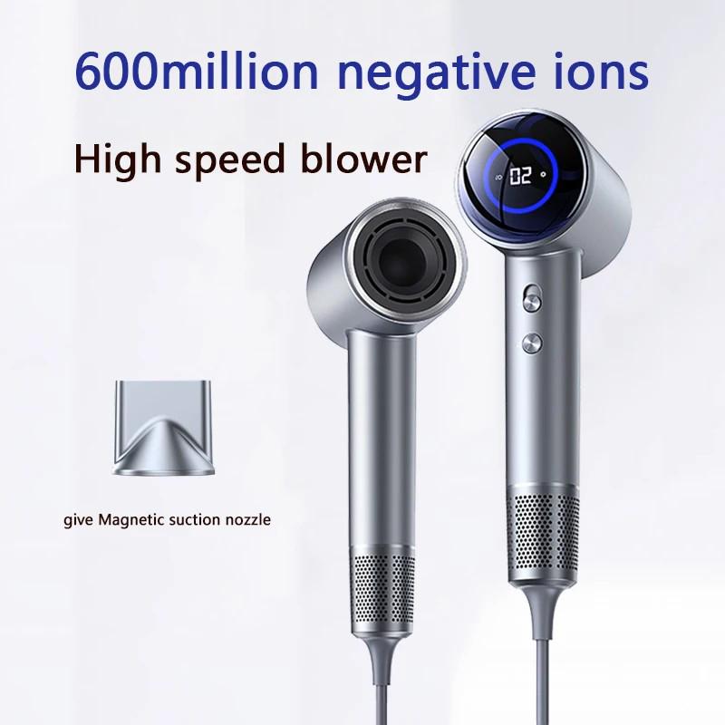 Hairdryer New High Speed Hair Anion High Speed Hair Dryer Hair LED Display Hair Dryer with Nozzle 110V 220V 1600W High Power