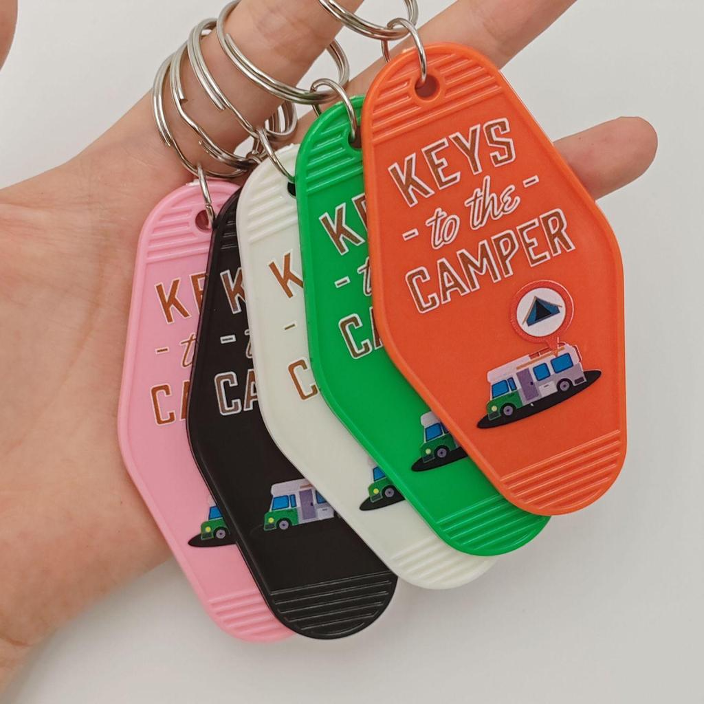 Vintage Acrylic Motel Room Keychain: Retro & Durable Design