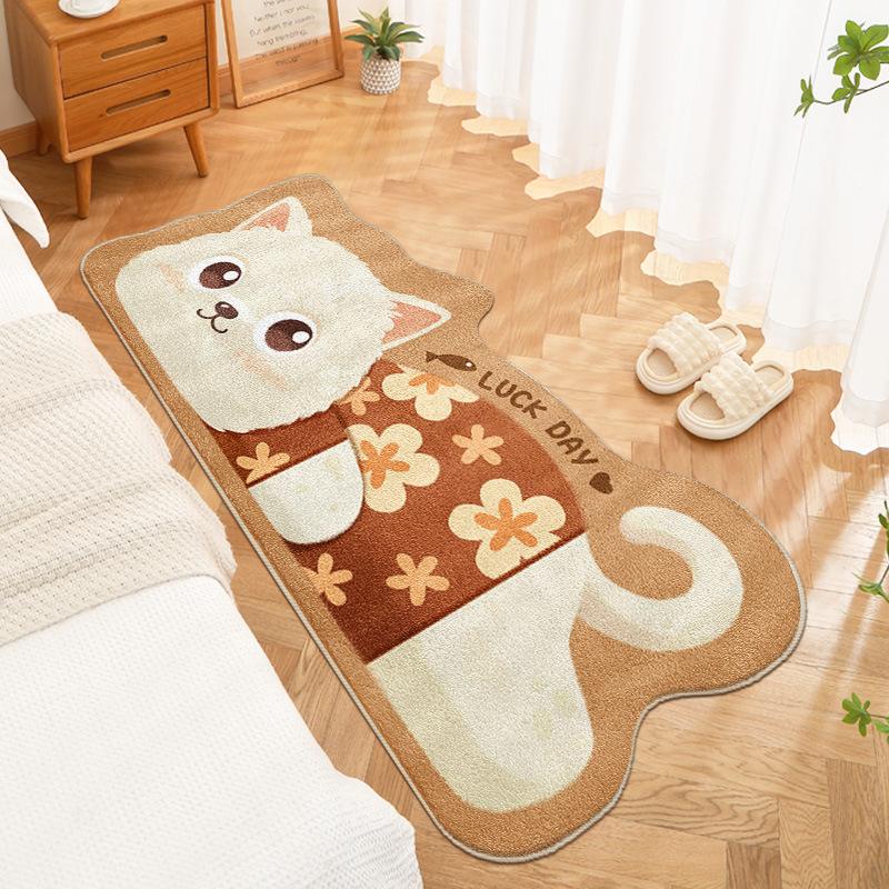 Kreslený koberec do ložnice, koberec k posteli, odolný proti opotřebení, odolný proti nečistotám, protiskluzová podložka, snadno se čistí, podlahová rohožka k arkýřovému oknu