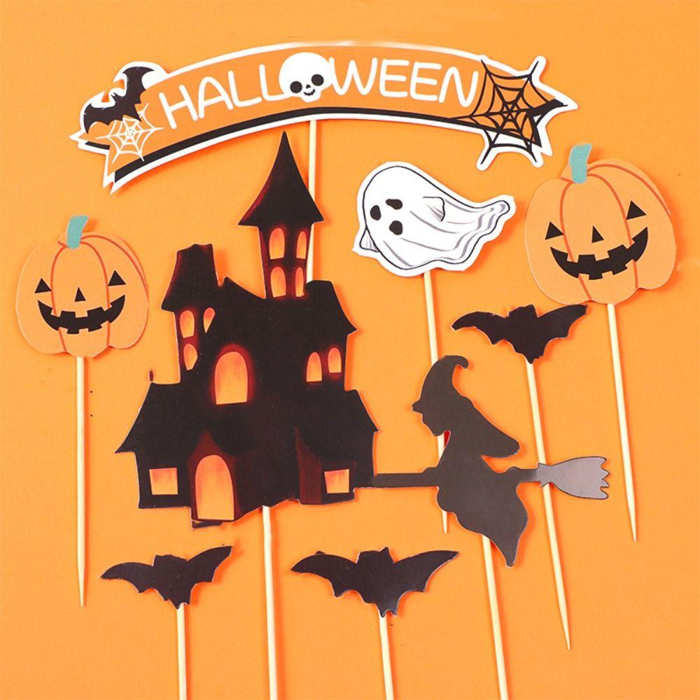 Funny Festival Plugin Pumpkin Ghost Bat Cake Insert Party Supplies Cake Topper  Baking Cake Dessert