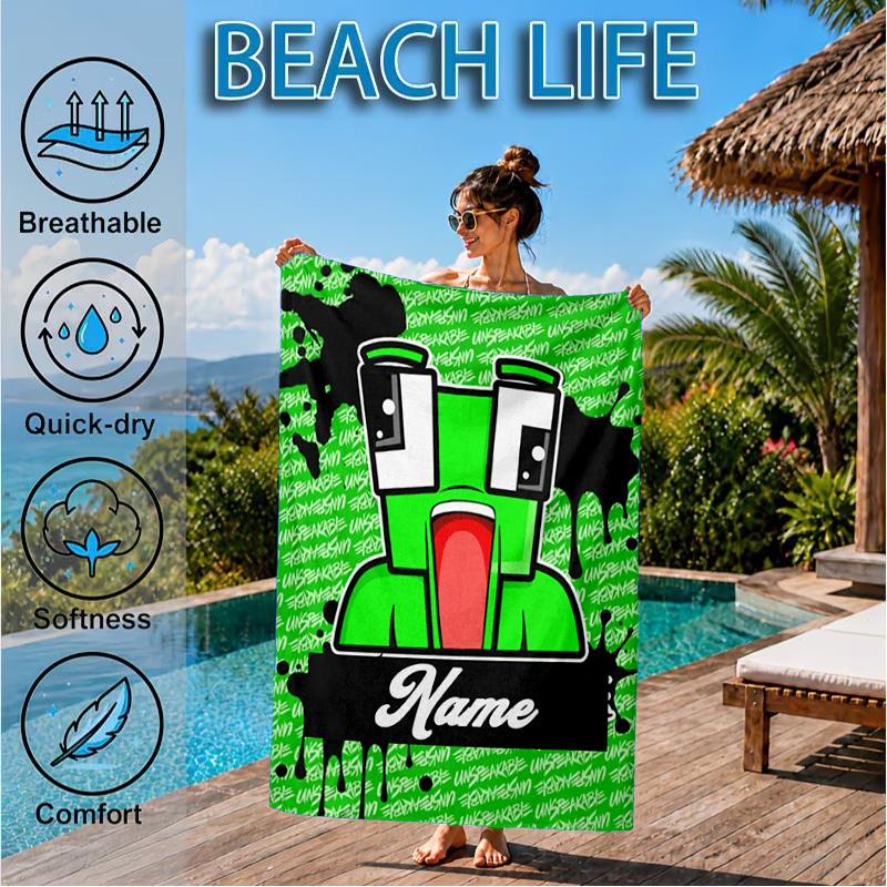 Custom Name Space Alien Un-speakable Beach Towel Microfiber Beach Towel, Lightweight and Quick-Dry, for Summer Travel, Swimming Pool Gift