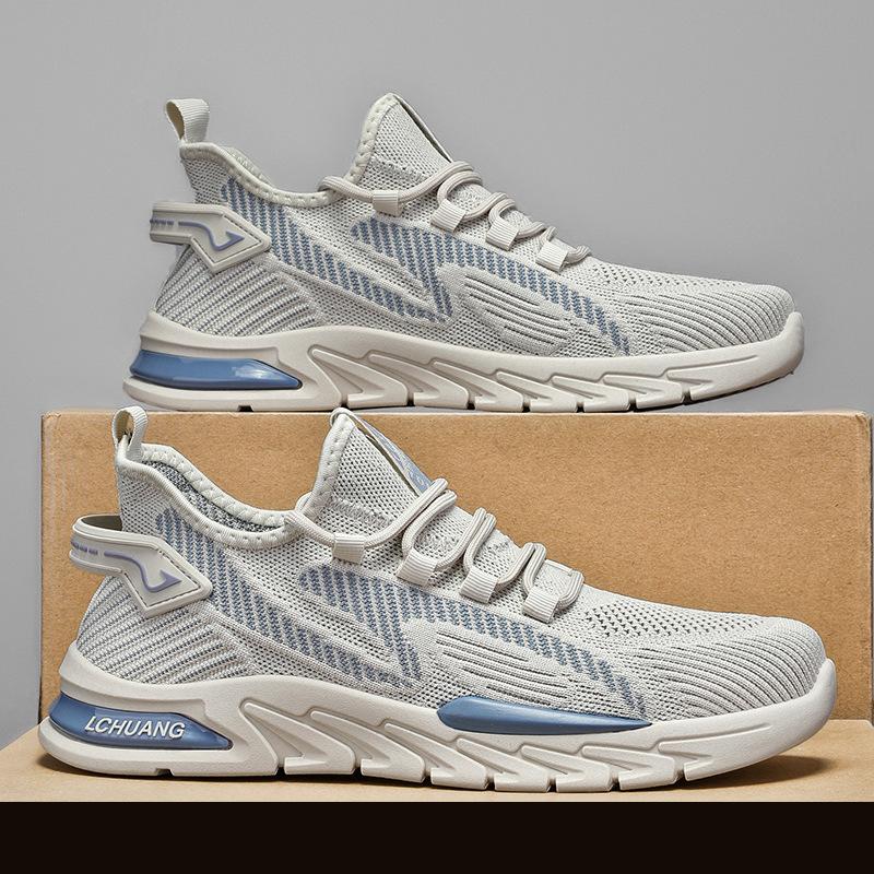 2025 Spring New Fashion Versatile Casual Mesh Flying Weaving Men's Shoes Breathable Trend Soft Sole Lightweight Sports Trend Shoes