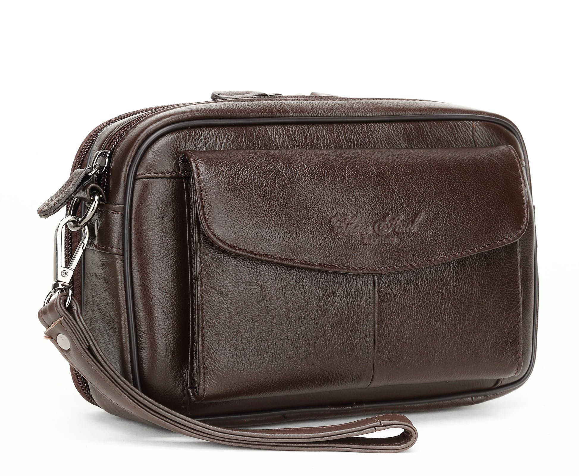 Meigardass Clutch Second Genuine Popular Clutch Large Capacity Men s Bag, Bag, Leather, Bag, Simple, Lightweight, (Brown)