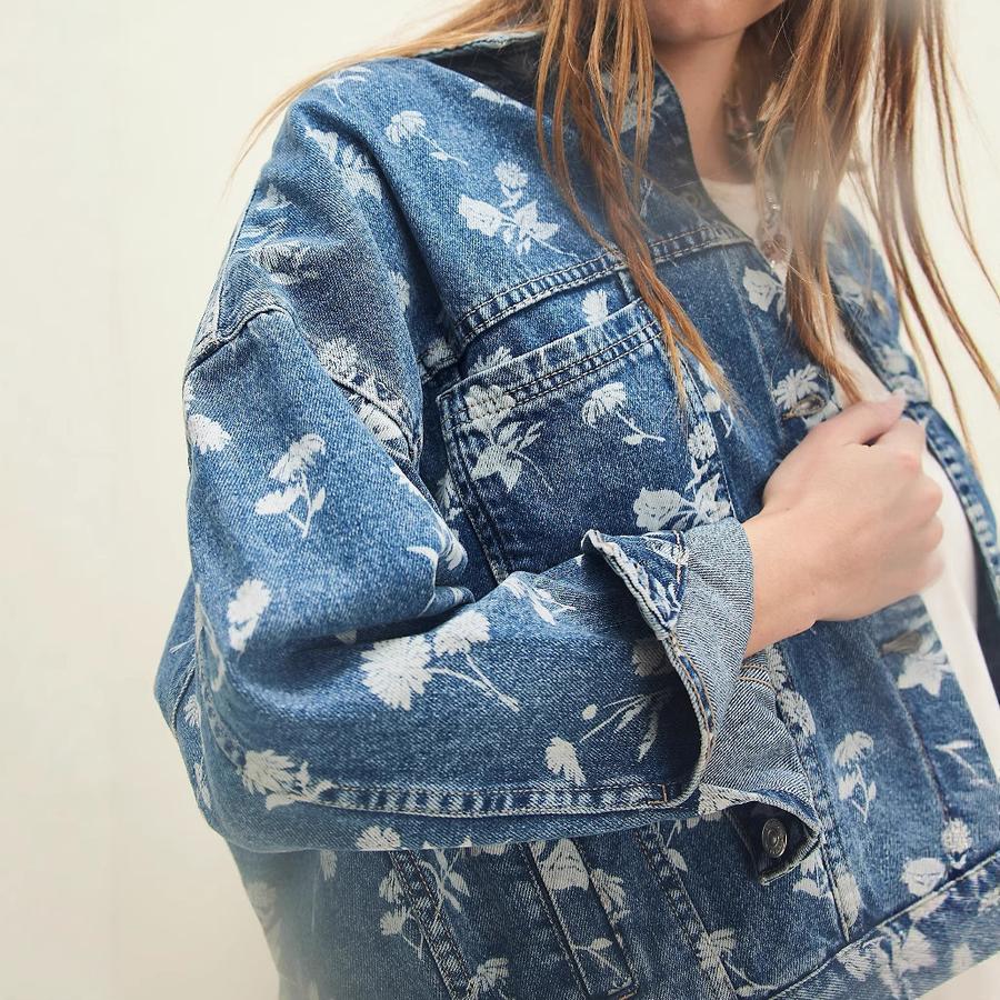 Podzimní nový styl tištěná volná džínová bunda pro ženy