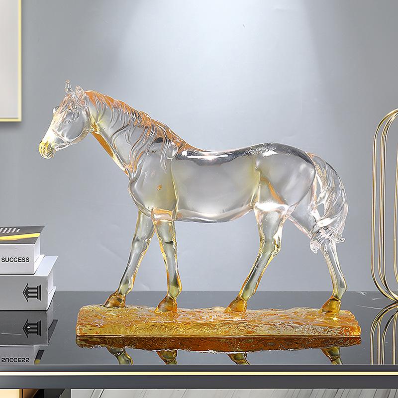 Resin Handicrafts Simulation Animal Sculpture Horse Ornament Transparent Colored Horse Decorative Figurines Home Decoration