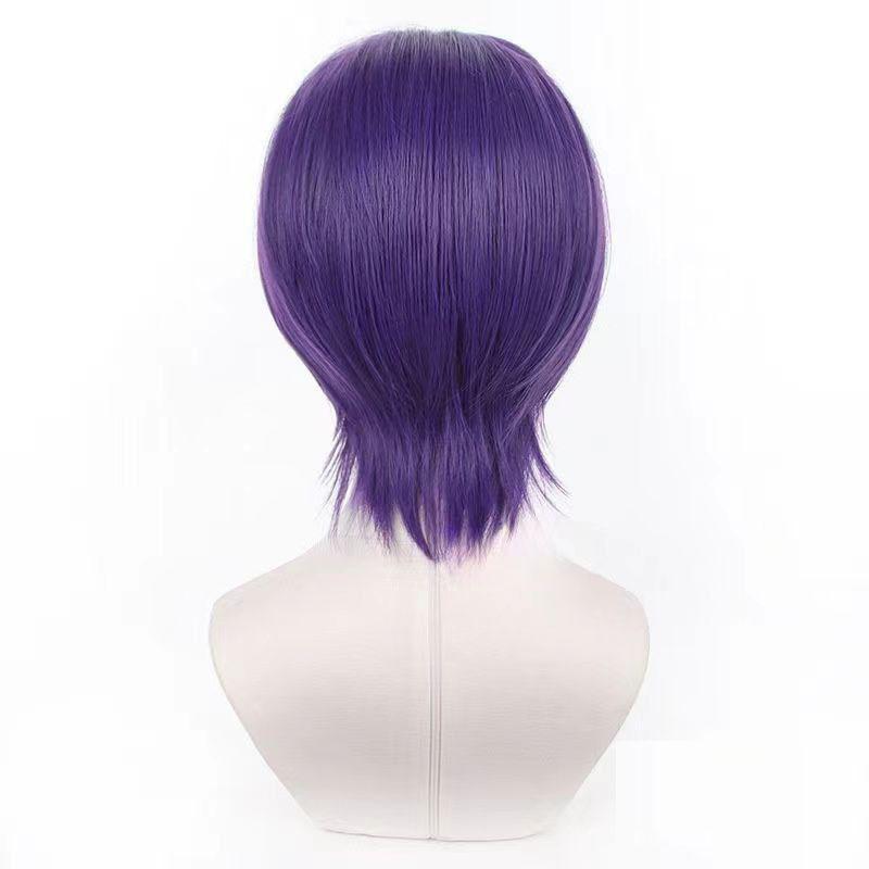 Perucă de înaltă calitate pentru cosplay Anime Blue Lock Reo Mikage, 32 cm, păr scurt, rezistent la căldură, Halloween, joc de rol + capac pentru perucă