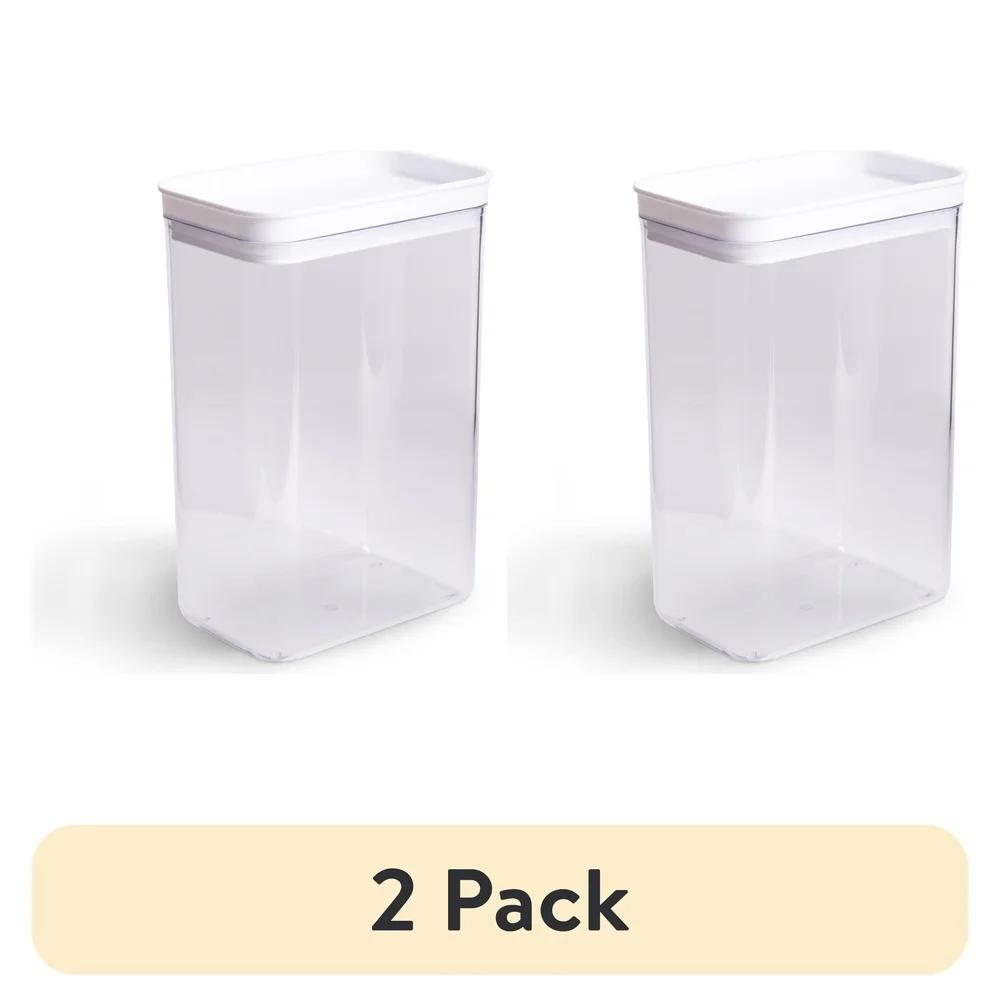 2 Pack Clear Food Storage Canister Stackable Airtight Plastic Kitchen Organization Container Ideal Food Snacks and Supplies