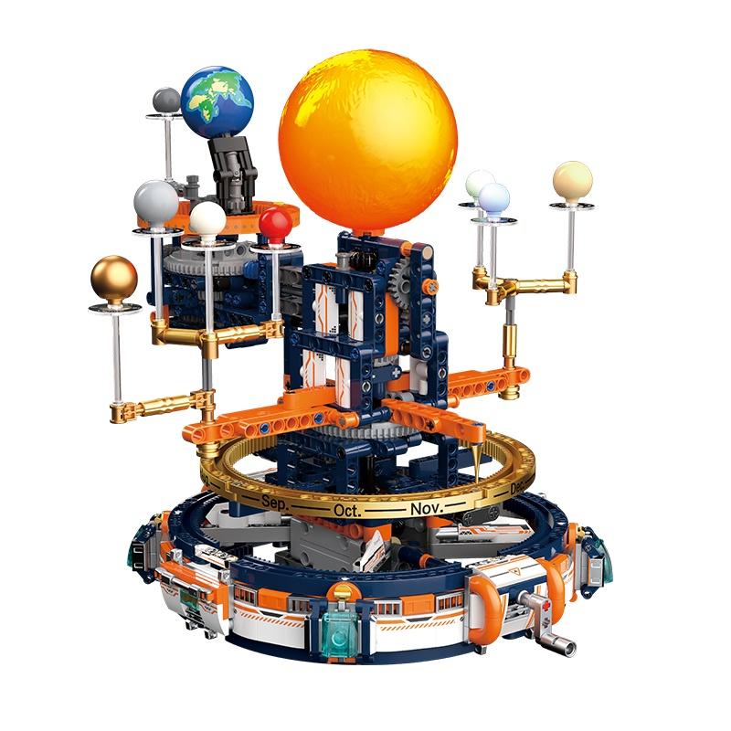 CK008 Space Trend Play Dawn Solar System Planetarium Mechanical Model Assembly Building Block Toy Children s Day Gift Manual version