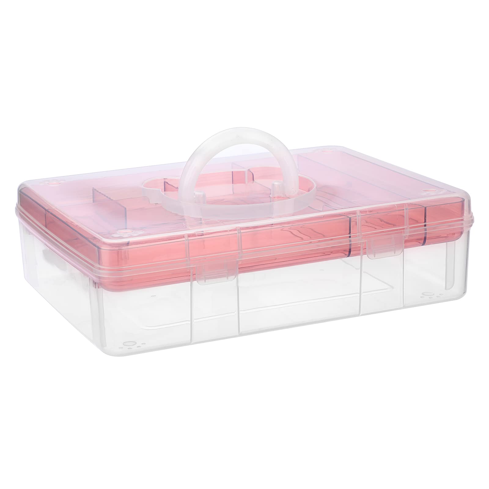 

Sumnacon Storage Clear Storage Stationery Storage Needle and Thread Desktop Storage Multifunctional Small Item Storage A4 Plastic with Cute Lid and розовый