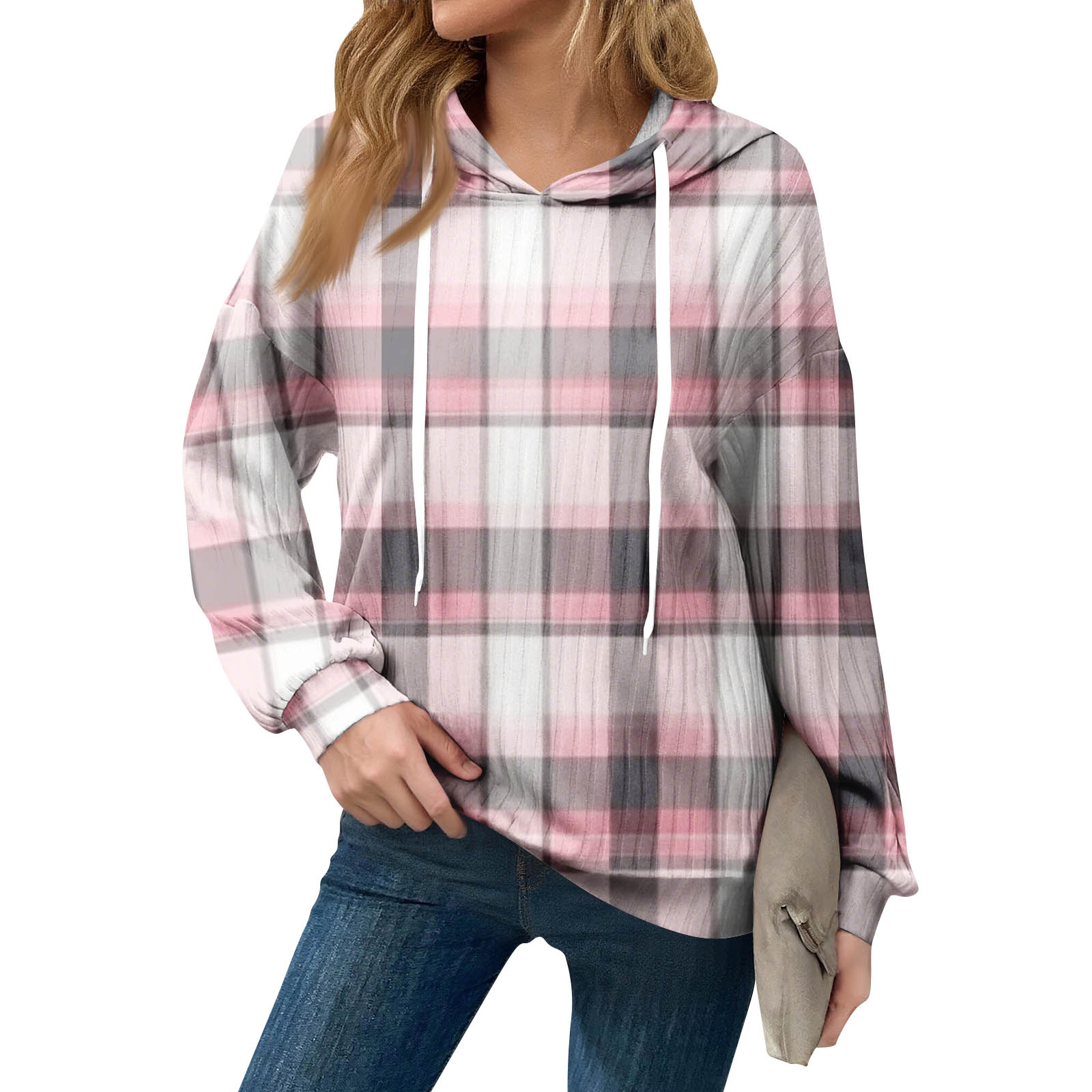 

Толстовки для женщин оверсайз зимние милые свитшоты пуловер трендовая осенняя одежда M розовый