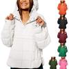 Women's Autumn/Winter Solid Color Hooded Cotton Jacket: Foldable, Long Sleeve, Pullover with Pocket.