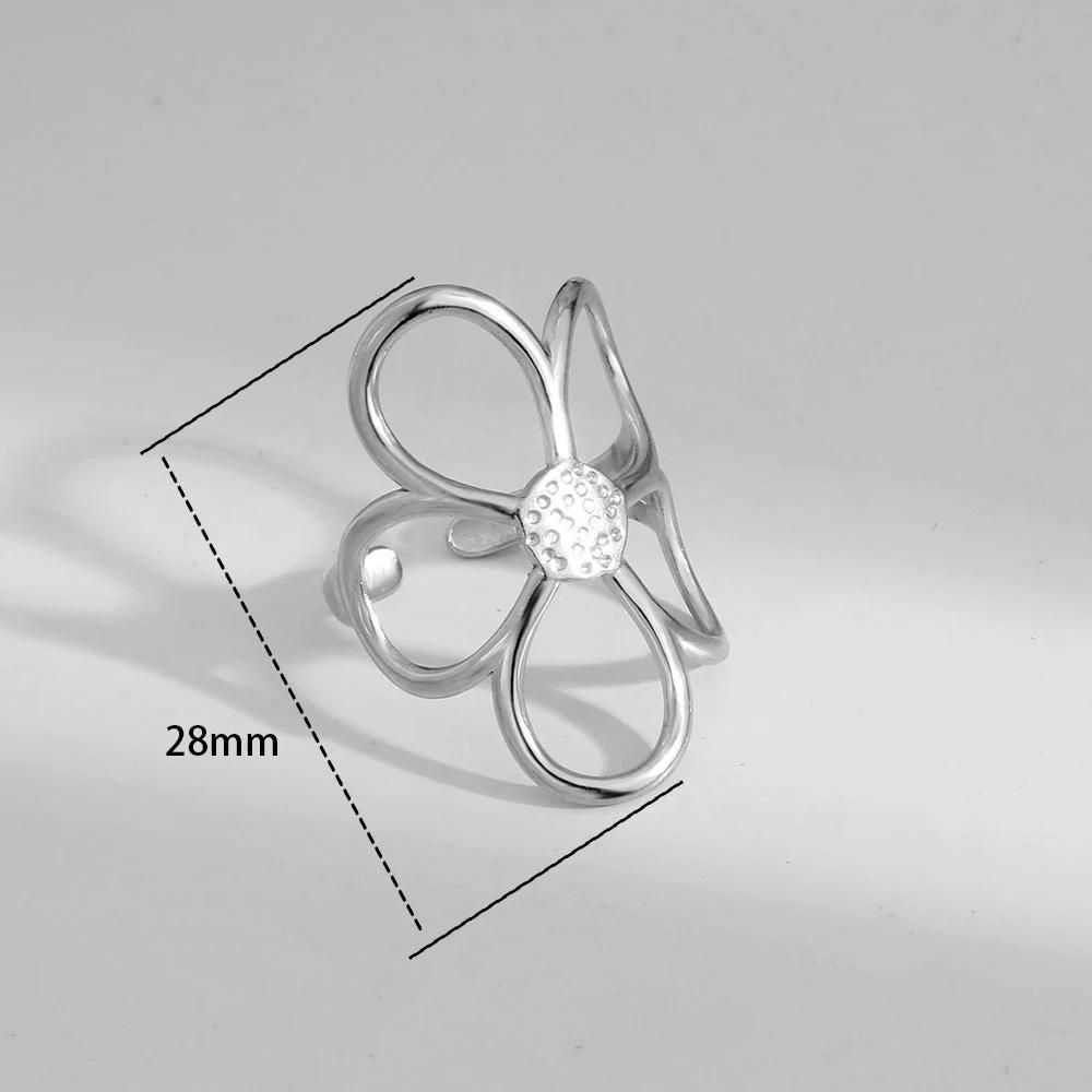 Stainless Steel Hollow Daisy Flower Rings for Women Simple Gold Silver Color Open Ring Anti Allergic Rust Proof Stylish