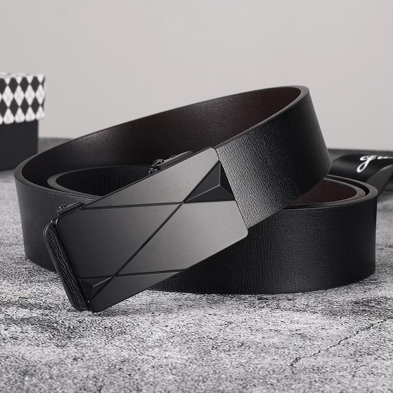 

Men s Toothless Automatic Leather Belt - Trendy Youth Business Casual Korean-Style Waist Belt 120cm