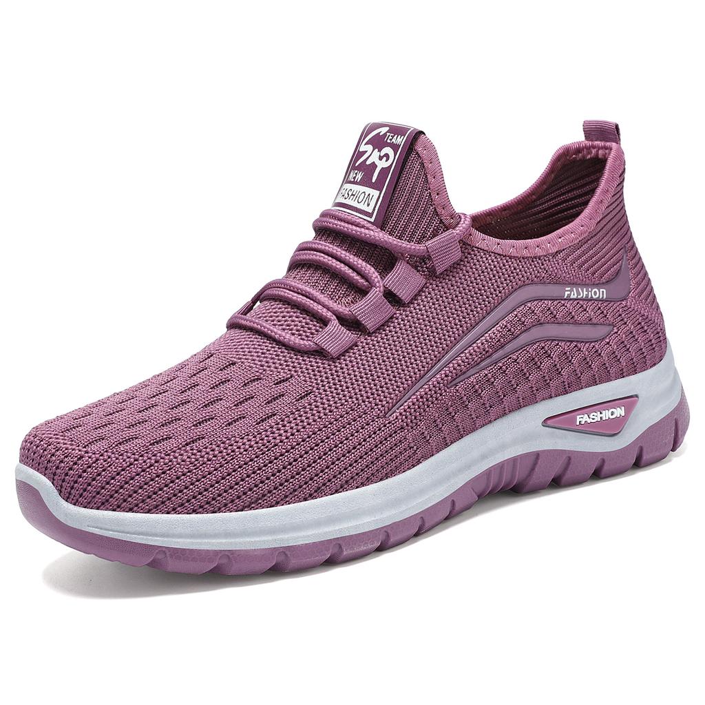 Sneakers Women's Summer Breathable Casual Single Shoes Fly-woven Lace-up Women's Shoes Soft Sole Not Tired Feet Running Shoes