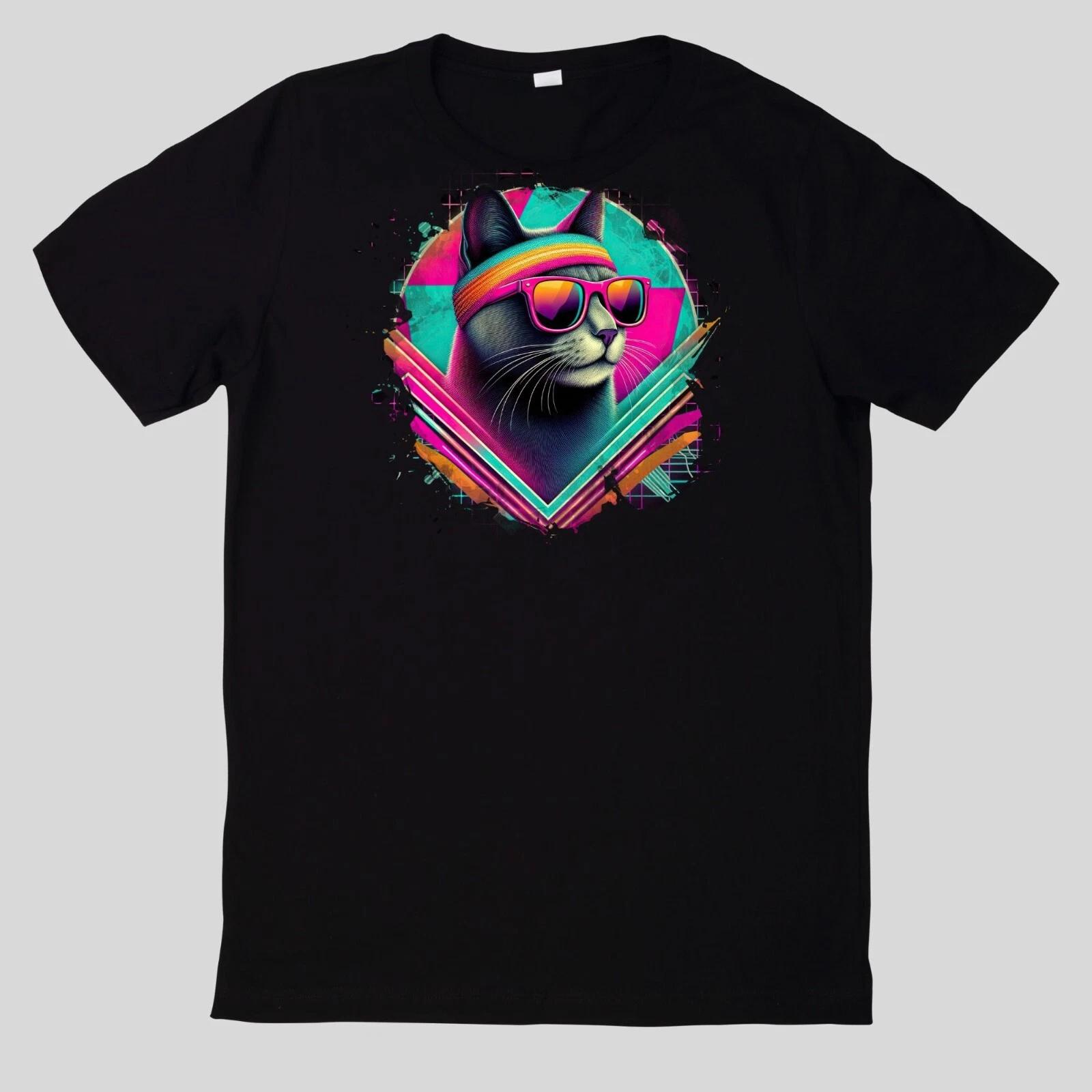 T-Shirt Aquarell Retro coole Katzen XXXL