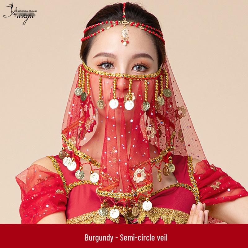 Halloween Belly Dance Beaded Scarf Veil for Women - Ancient Hanfu Style