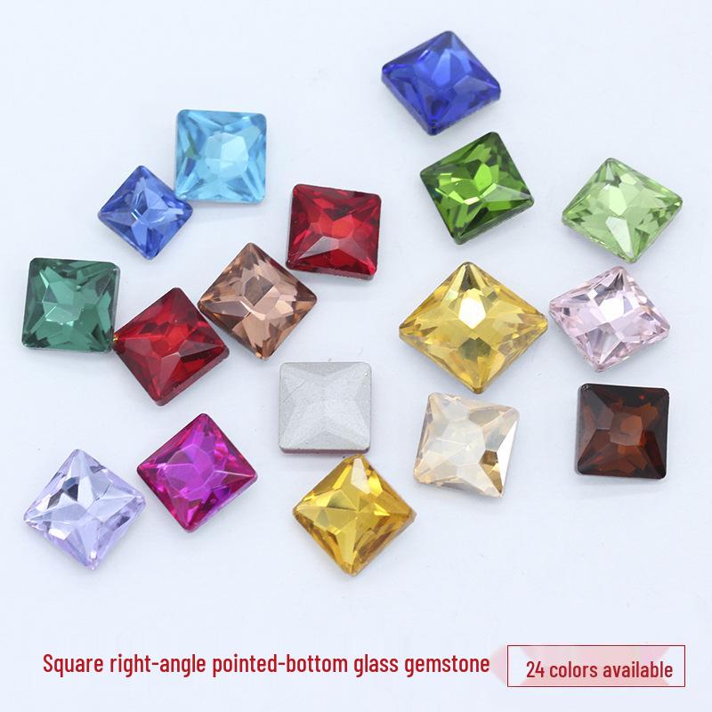 Multi-Colored Square Crystal Glass Gems – Decorative Artificial Stones for Clothing, Shoes, and Packaging