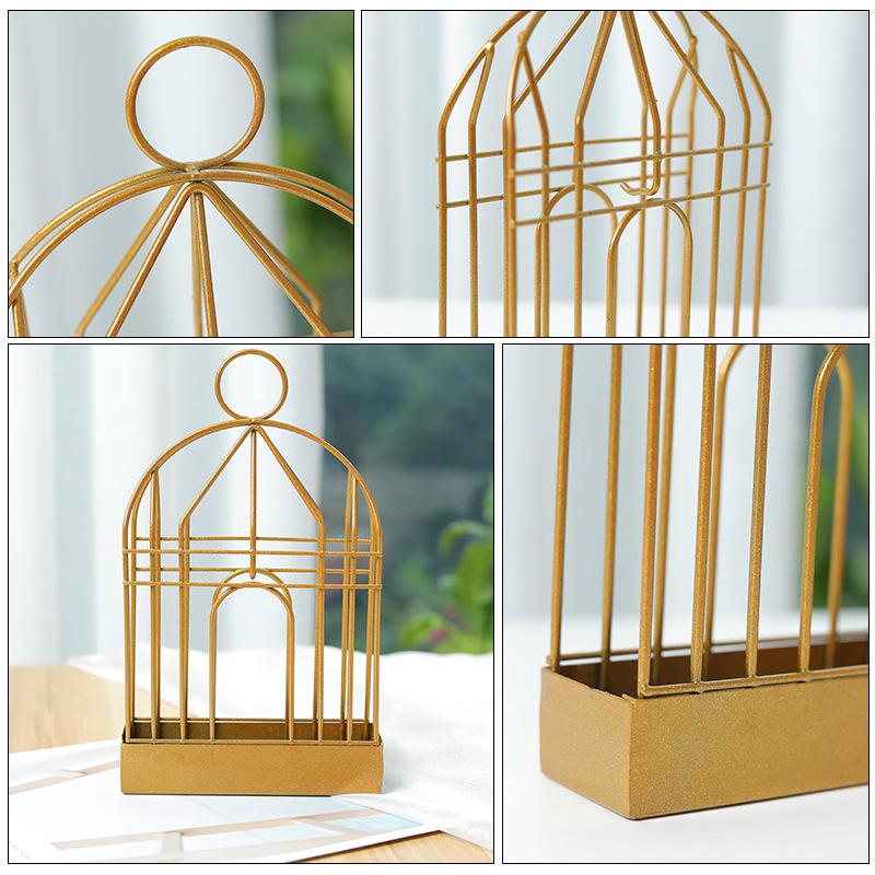 Gold Wrought Iron Hanging Birdcage Mosquito Coil Holder & Ashtray