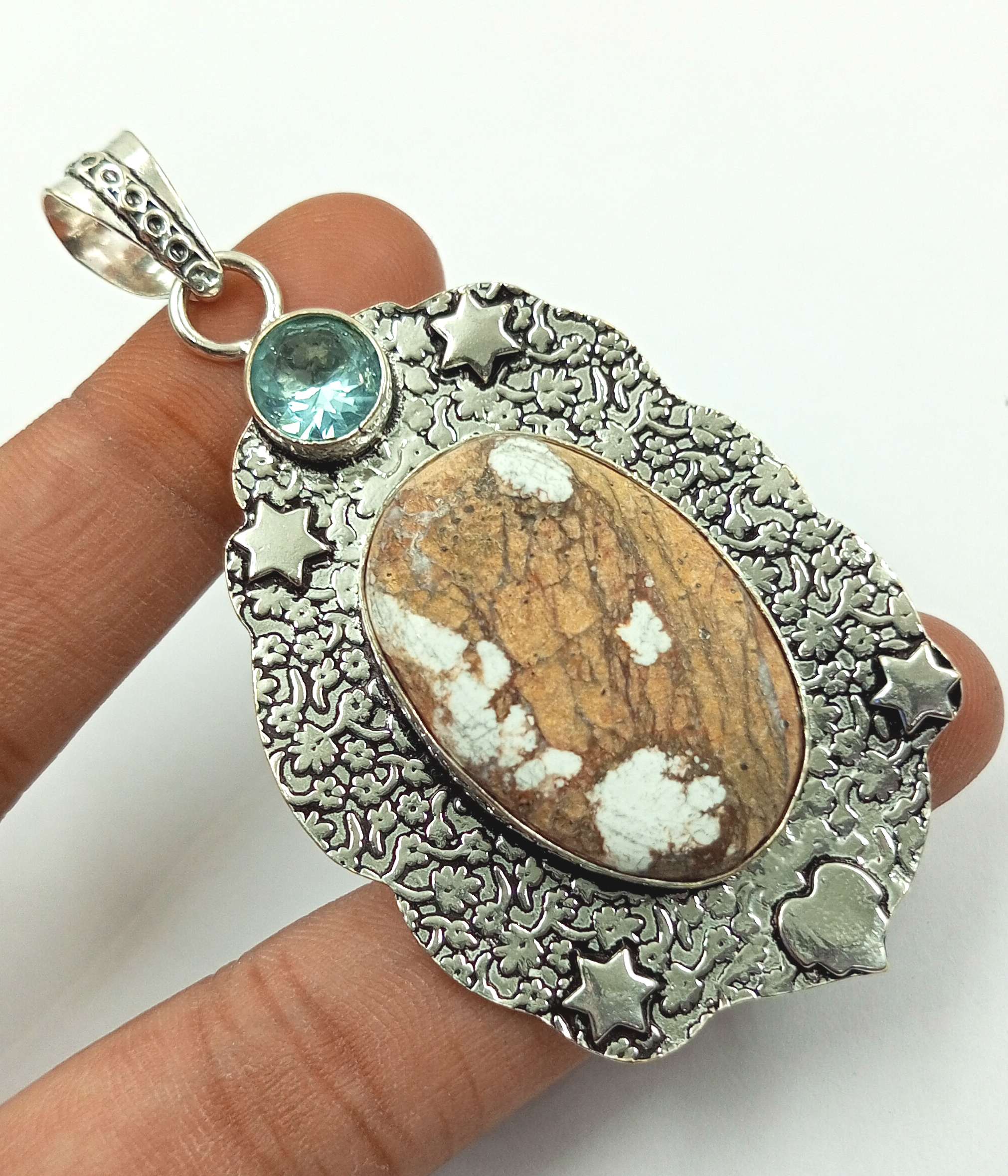 

Подвеска Wild Horse Jasper Gemstone из стерлингового серебра 925 пробы с серебряным покрытием UUOL-P29