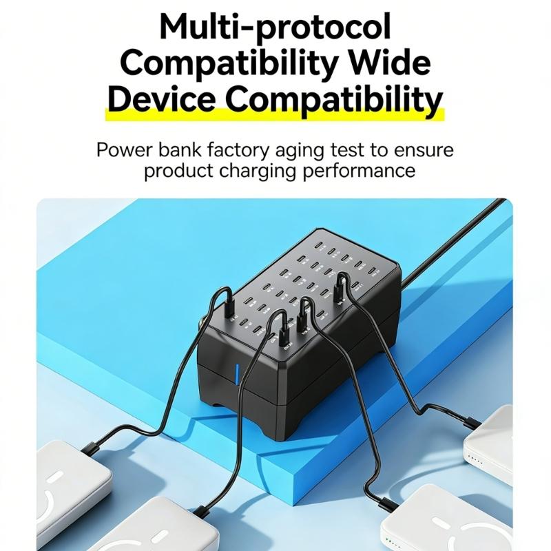 Big Capacity 30 Port Type C Charger Station Reliable Power Delivery For Phones Tablets And Other Electronics