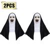 Horror The Nun Mask Cosplay Scary Bloody Demon Ghost Face Latex Masks With Headscarf Halloween Party Costume Props Deluxe
