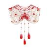 Traditional Chinese Styles Embroidery Collar Tassels Pearls Detachable Cloud Cape Decorative Collar Costume Accessory