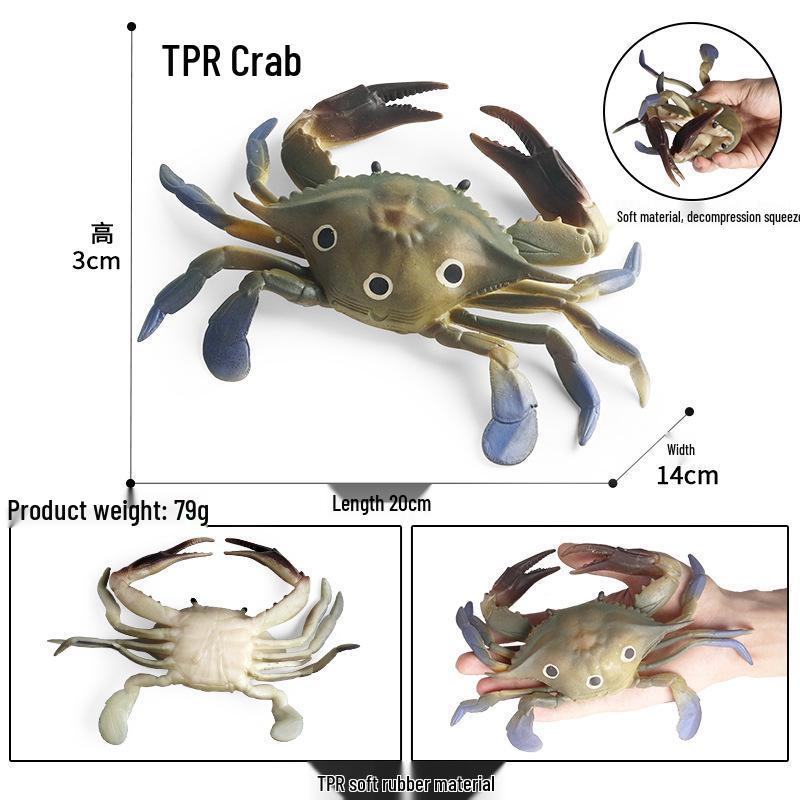 Kids' Marine Animal Model Stress Relief Toy Set: Pufferfish, Octopus, Crab, Shark, Dunkleosteus