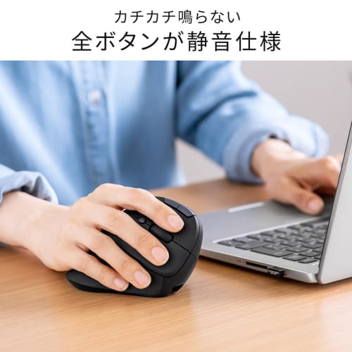 Sanwa Direct Trackball Ergonomics Mouse Quiet Wireless Bluetooth 2.4GHz [Equipped with Back/Forward Button] Rechargeable 400-MAWBTTB190BK