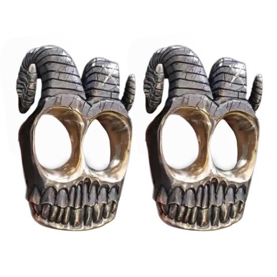 

Череп в форме рога барана, кастет, винтажное готическое кольцо, медные двойные петли на палец 2pcs