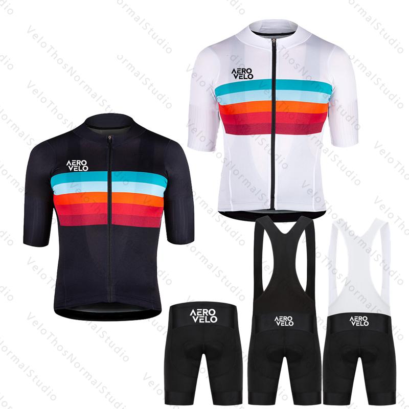 Men's Cycling Jersey Set Summer Short Sleeve and Bib Shorts Pro Race Bicycle Clothing MTB Ropa Maillot AERO VELO Camping Sport
