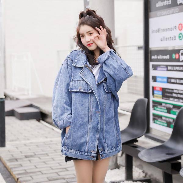 Denim Jacke Frauen Boyfriend-Jeans Mantel Streetwear Harajuku Vintage Herbst Basic Mäntel Oberbekleidung