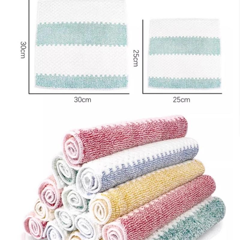 10Pcs/set Kitchen Cleaning Towels Cleaning Cloth For Tableware Dish Microfiber Absorbent Decontaminated Household Scouring Pads