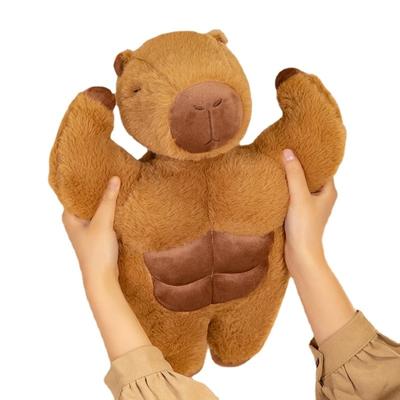 Muñeco de peluche musculoso de capibara, lindo peluche musculoso, juguete de peluche kawaii, almohada de animal fuerte de dibujos animados para regalo de niño y novia