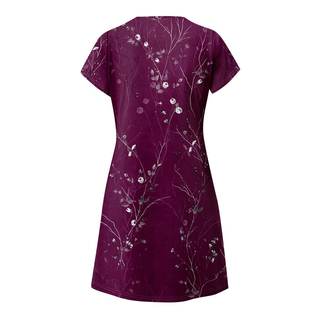 Kadın Günlük Moda V Yaka Kısa Kollu Elbise Şık Düğün Konuğu Elbisesi