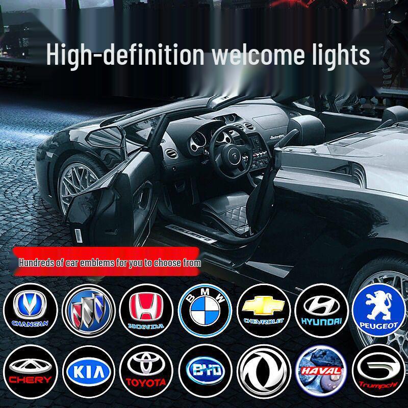 Беспроводной светодиодный проектор логотипа на дверь автомобиля - Лазерная проекция на землю, приветственный предупреждающий свет