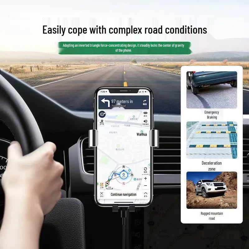 Gravity-Sensing Car Phone Holder with Buckle Mount for Air Vent Navigation