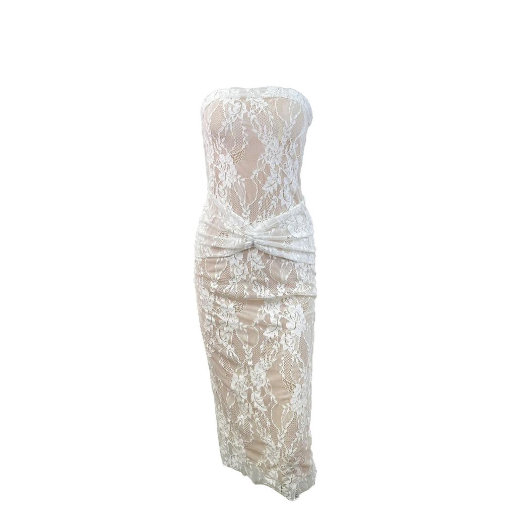 Hot-selling new tube top women's dress European and American style summer sexy Internet celebrity lace hip skirt