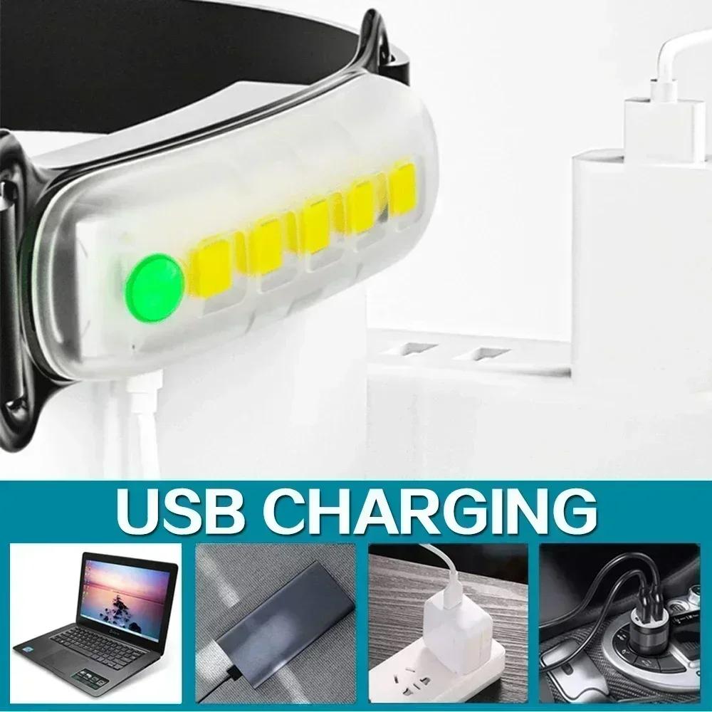 Outdoor COB LED Headlamp USB Rechargeable head lamp Adjustable Running Riding Fishing head light Flashlight Camping Work Light
