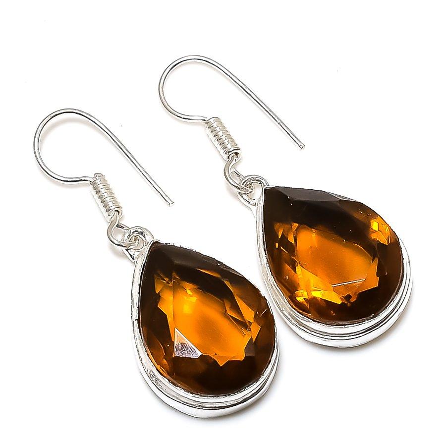 

Этнические ювелирные серьги ручной работы с медовым топазом и драгоценным камнем, 1,58 дюйма, VM-1584