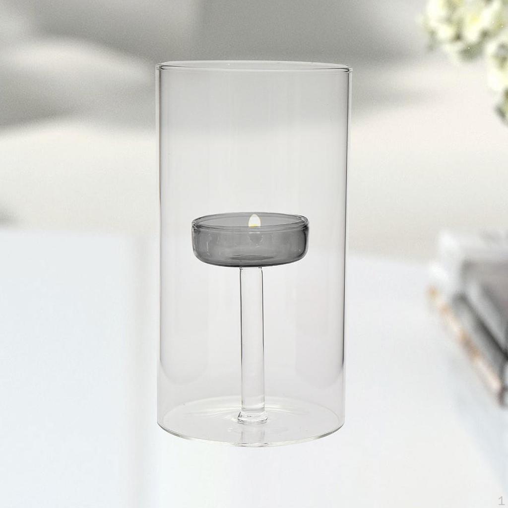 Čajová svíčka Držák Větruodolný Stojan na svíčku Skleněná Stolní Dekorace Kreativní Narozeninová Festivalová Dekorace
