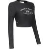 Brand Logo Monogram Pattern Crew Neck Pullover Long Sleeve Split Swimsuit Women's Black