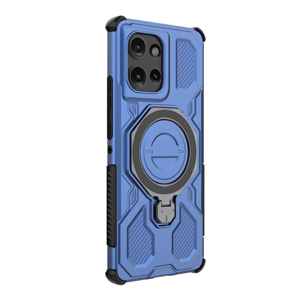 For Motorola Edge 50 5G Magnetic Case Rotating Metal Kickstand PC+TPU Phone Back Cover